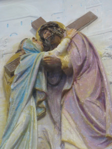 Jesus meets His mother on the way to Gogotha. This station is also in the process of being tinted.
